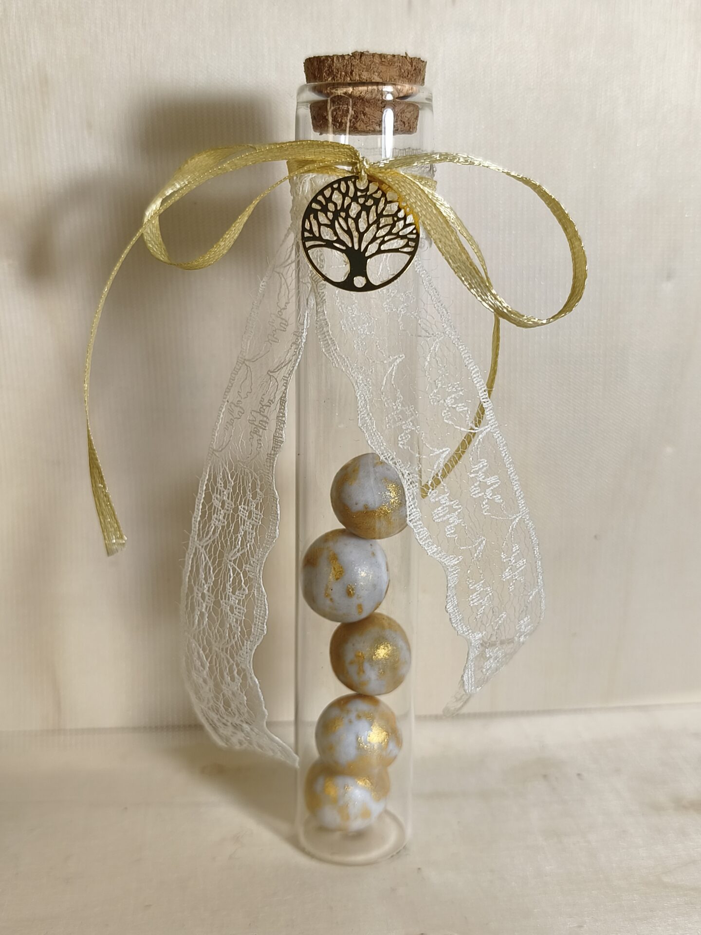 Mπομπονιερα Γαμου Δοκιμαστικος Σωληνας+Δεντρο Ζωης Με Δαντελα