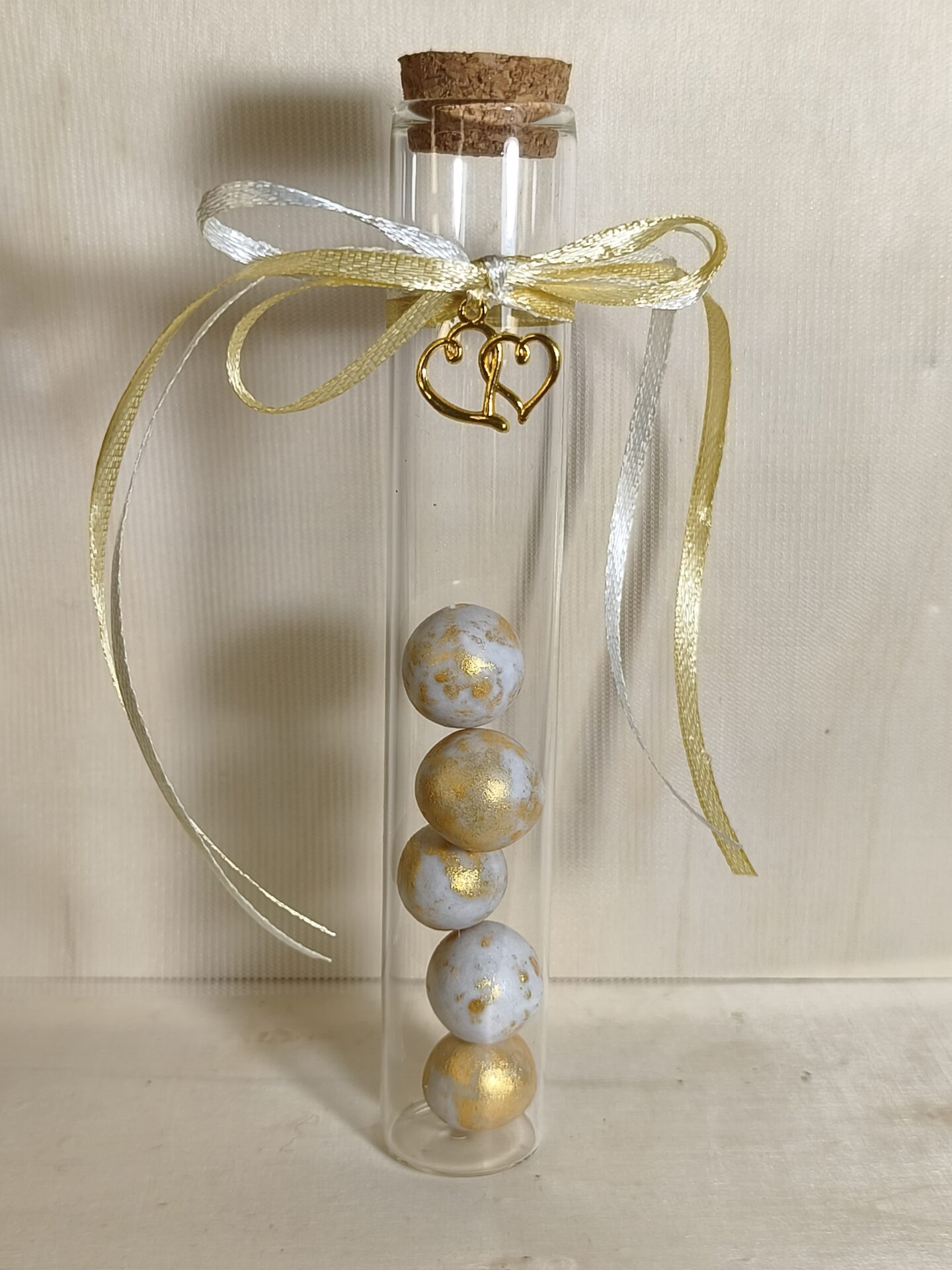 Mπομπονιερα Γαμου Δοκιμαστικος Σωληνας +Καρδια Διπλη