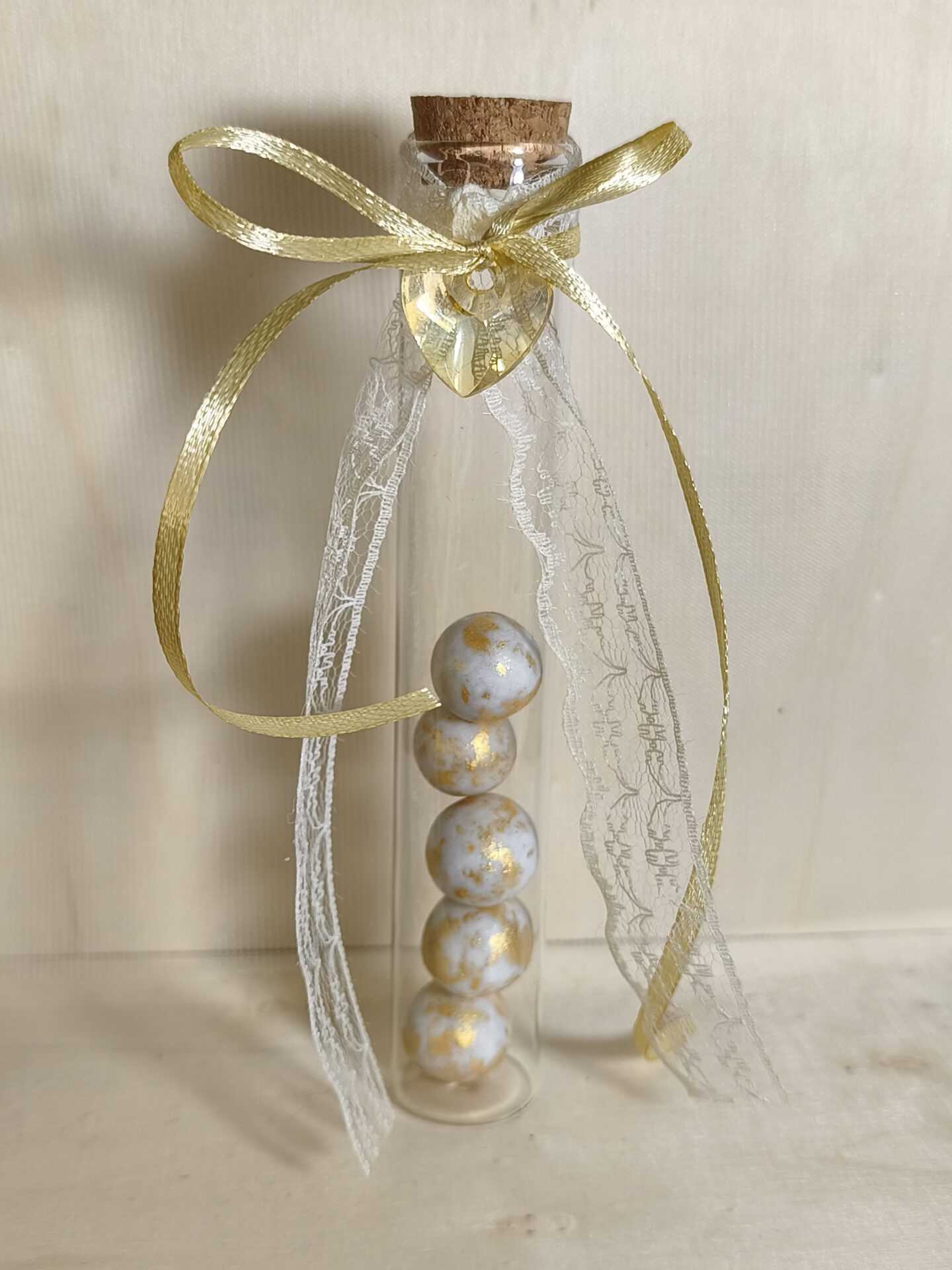 Mπομπονιερα Γαμου Δοκιμαστικος Σωληνας+Καρδουλα Με Δαντελα