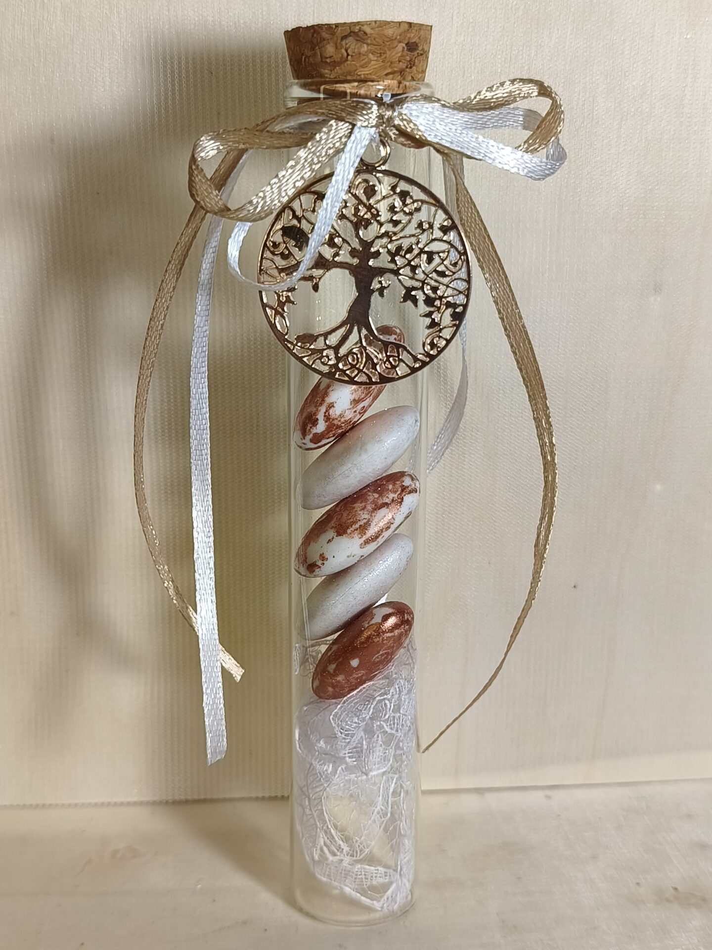 Mπομπονιερα Γαμου Δοκιμαστικος Σωληνας+Δεντρο Ζωης Με Δαντελα