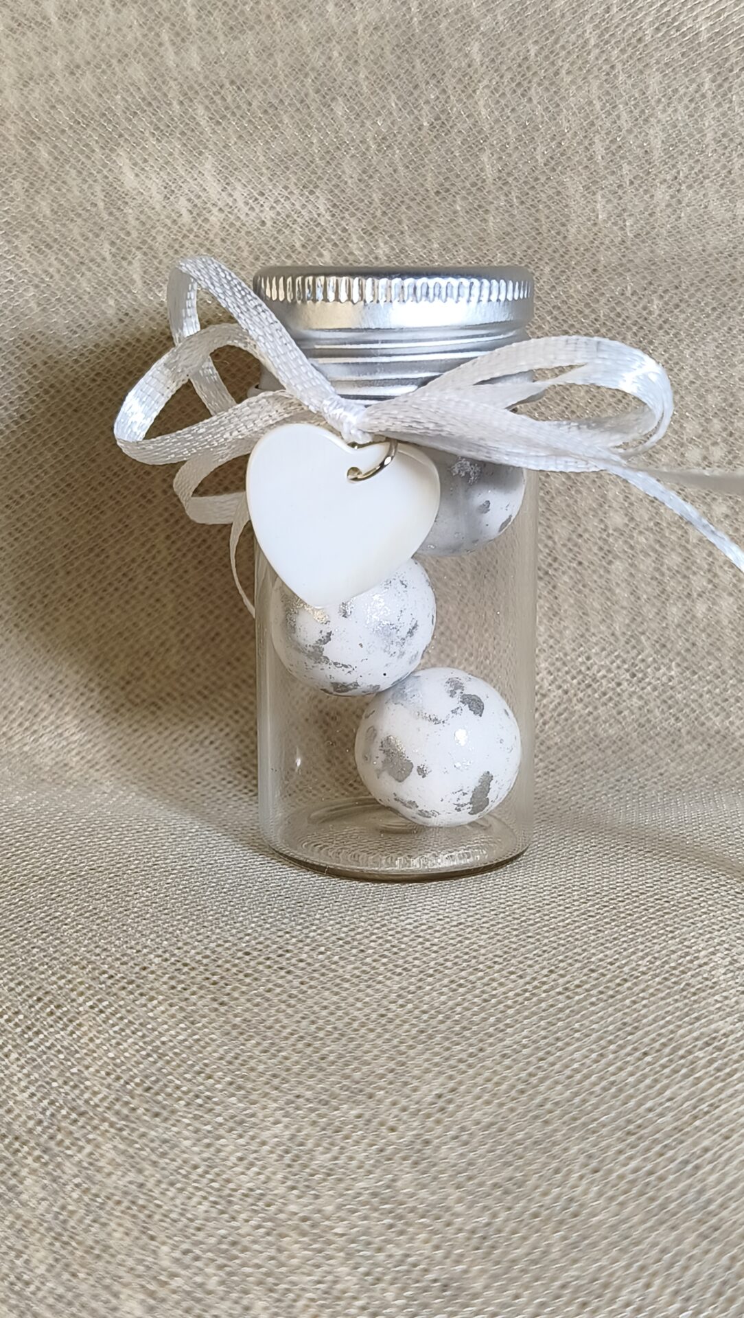 Mπομπονιερα Γαμου Βαζακι Καρδια Φιλντισι