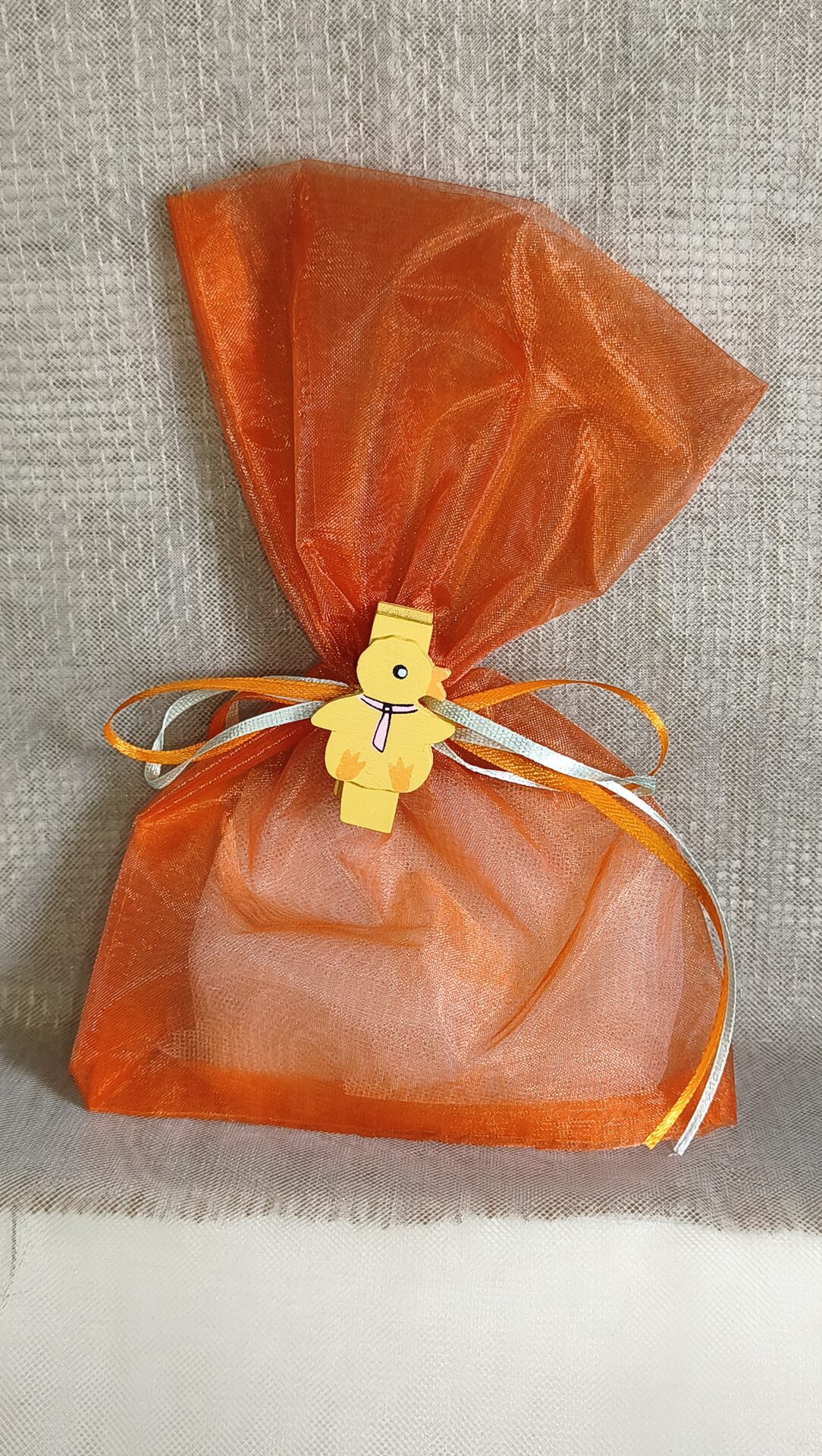 Mπομπονιερα Βαπτισης Πουγκι Οργαντινα+Παπακι