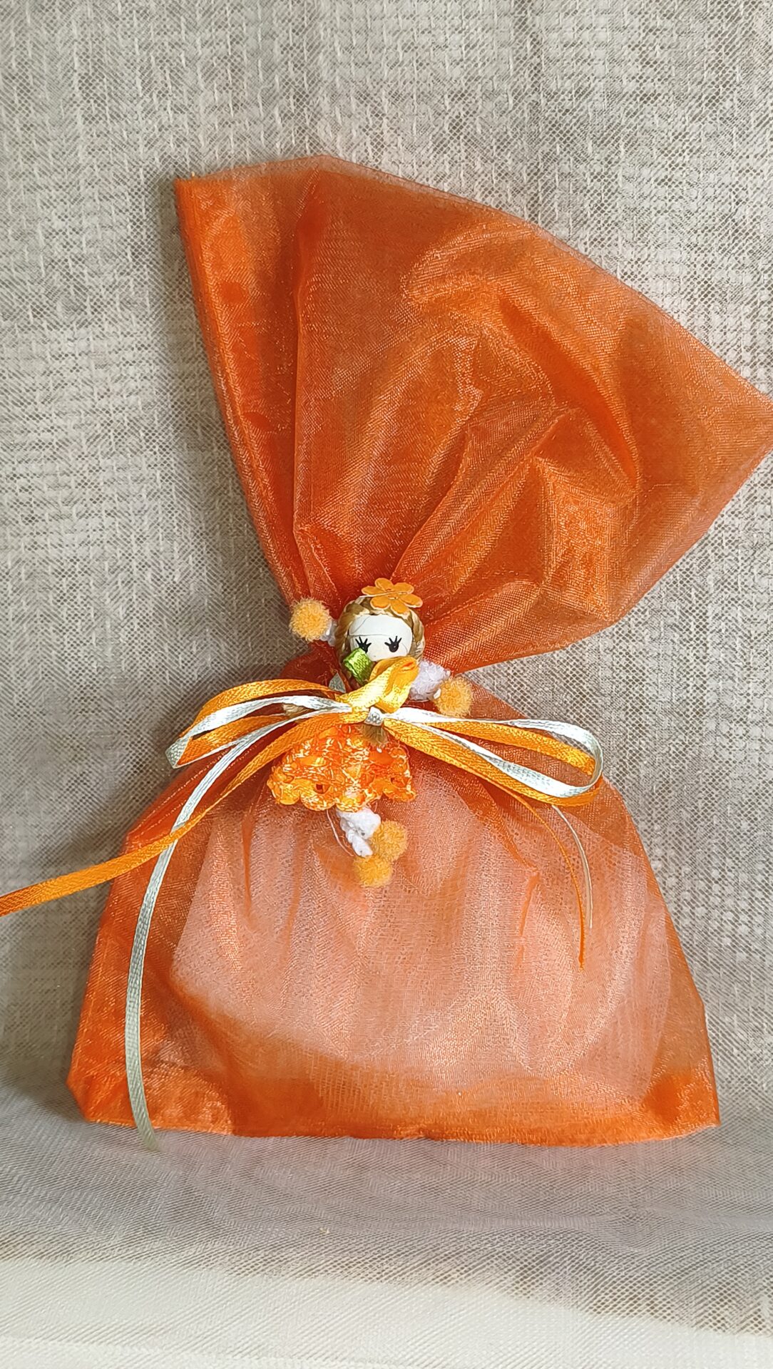 Mπομπονιερα Βαπτισης Πουγκι Οργαντινα+Κοριτσακι