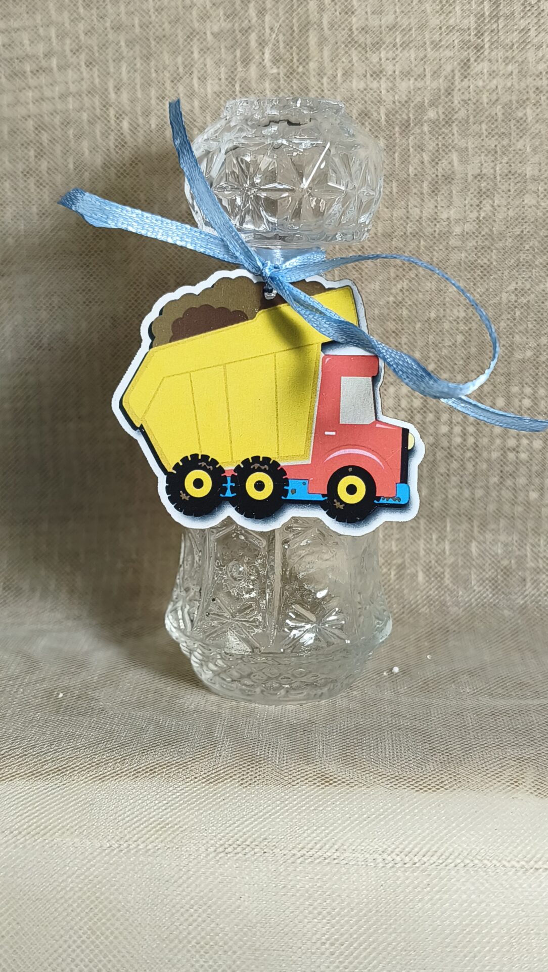 Mπομπονιερα Βαπτισης Μπουκαλι 50ml+Φορτηγο Μαγνητακι