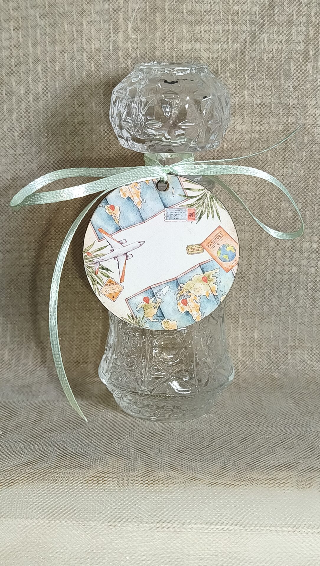 Mπομπονιερα Βαπτισης Μπουκαλι 50ml+Ταξιδι