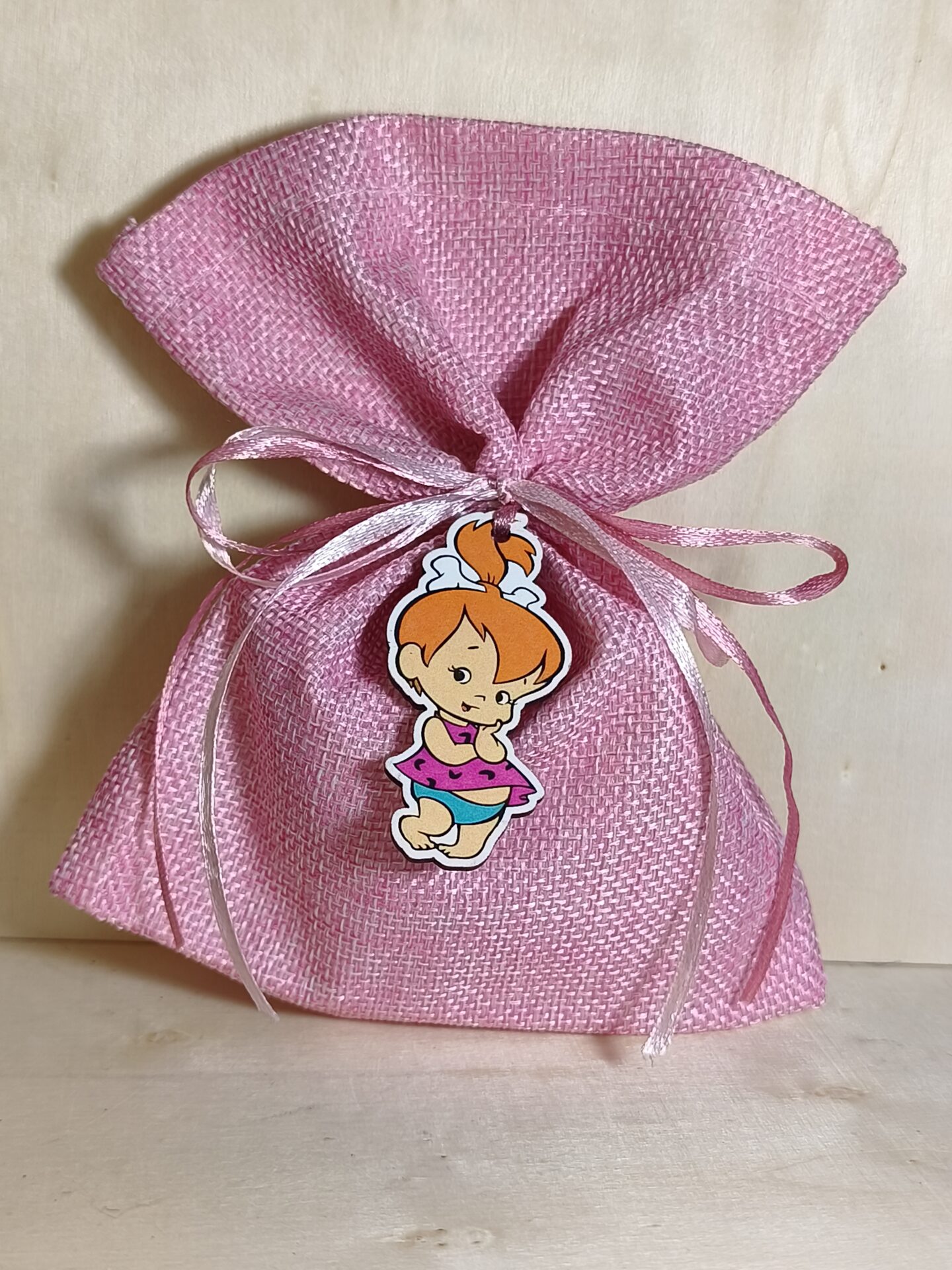 Mπομπονιερα Βαπτισης Πουγκι Καμβας+Σταλιτσα Μαγνητακι