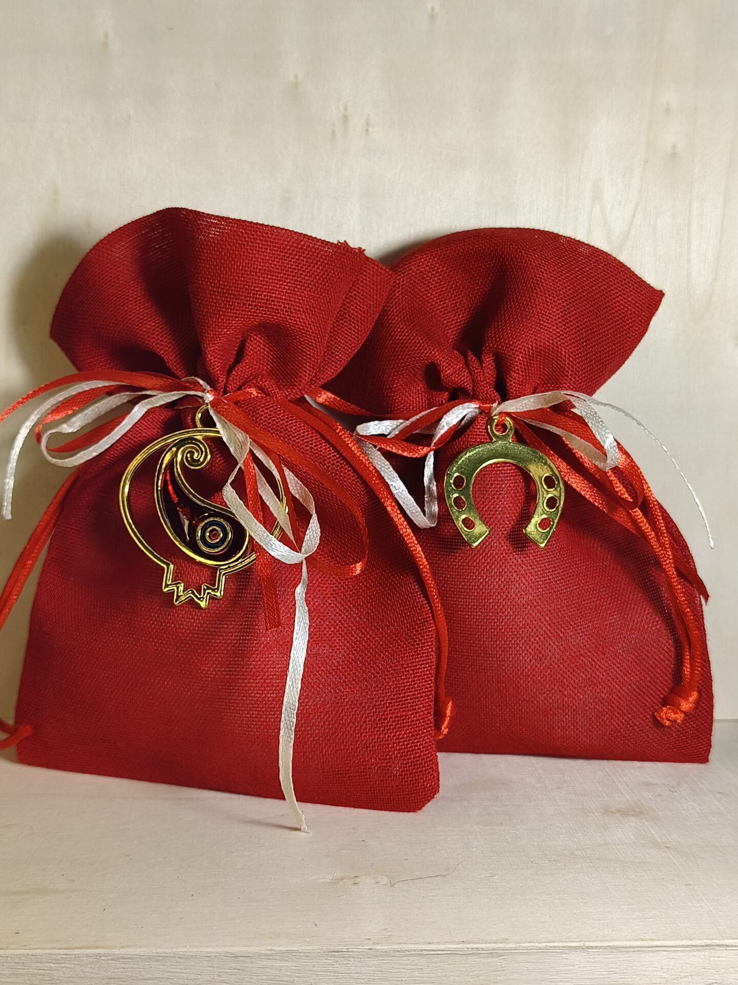 Mπομπονιερα Γαμου Πουγκι Γαζα+Ροδι - Πεταλο