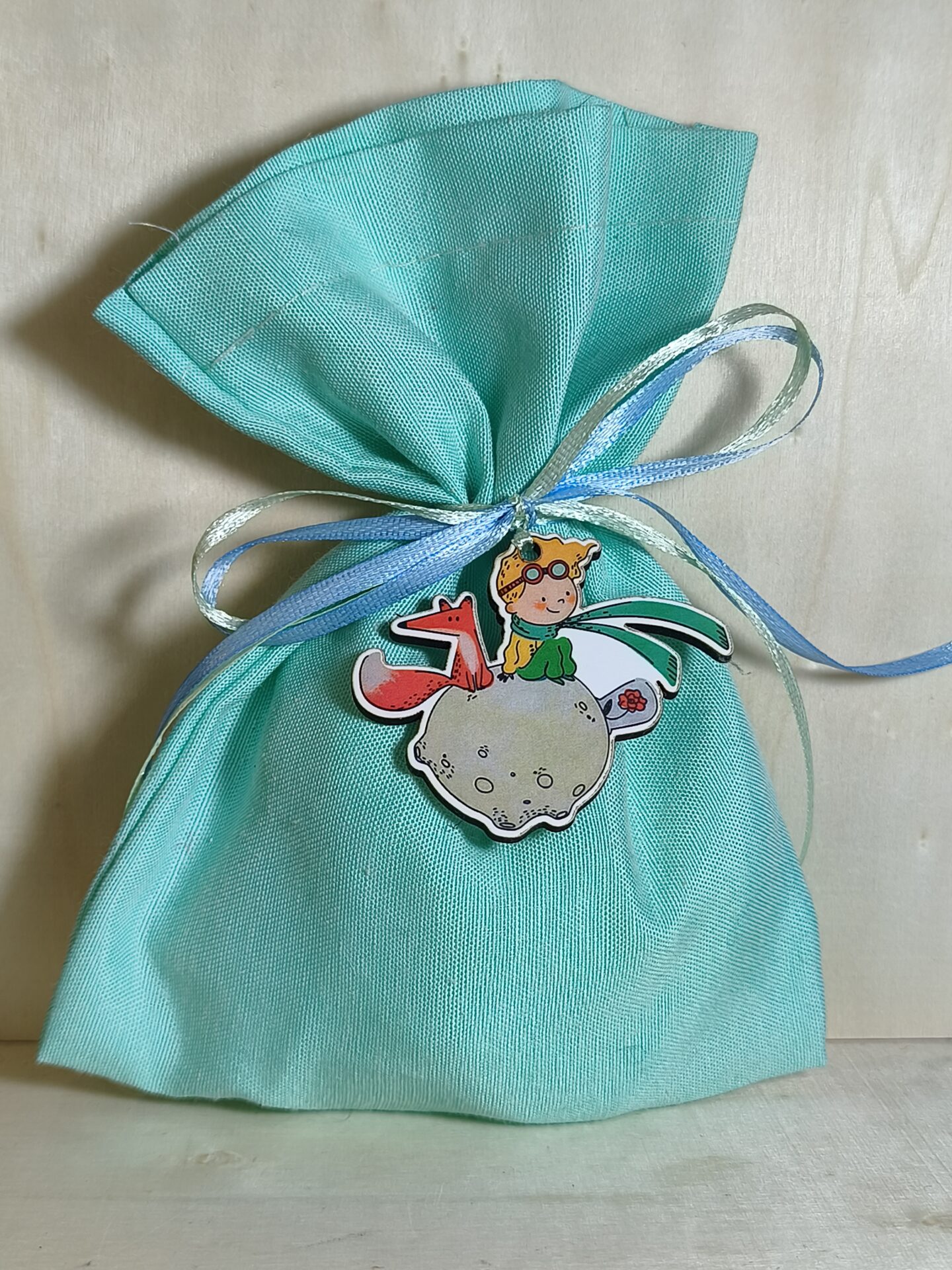 Mπομπονιερα Βαπτισης Πουγκι Βαμβακερο+Μικρος Πριγκιπας