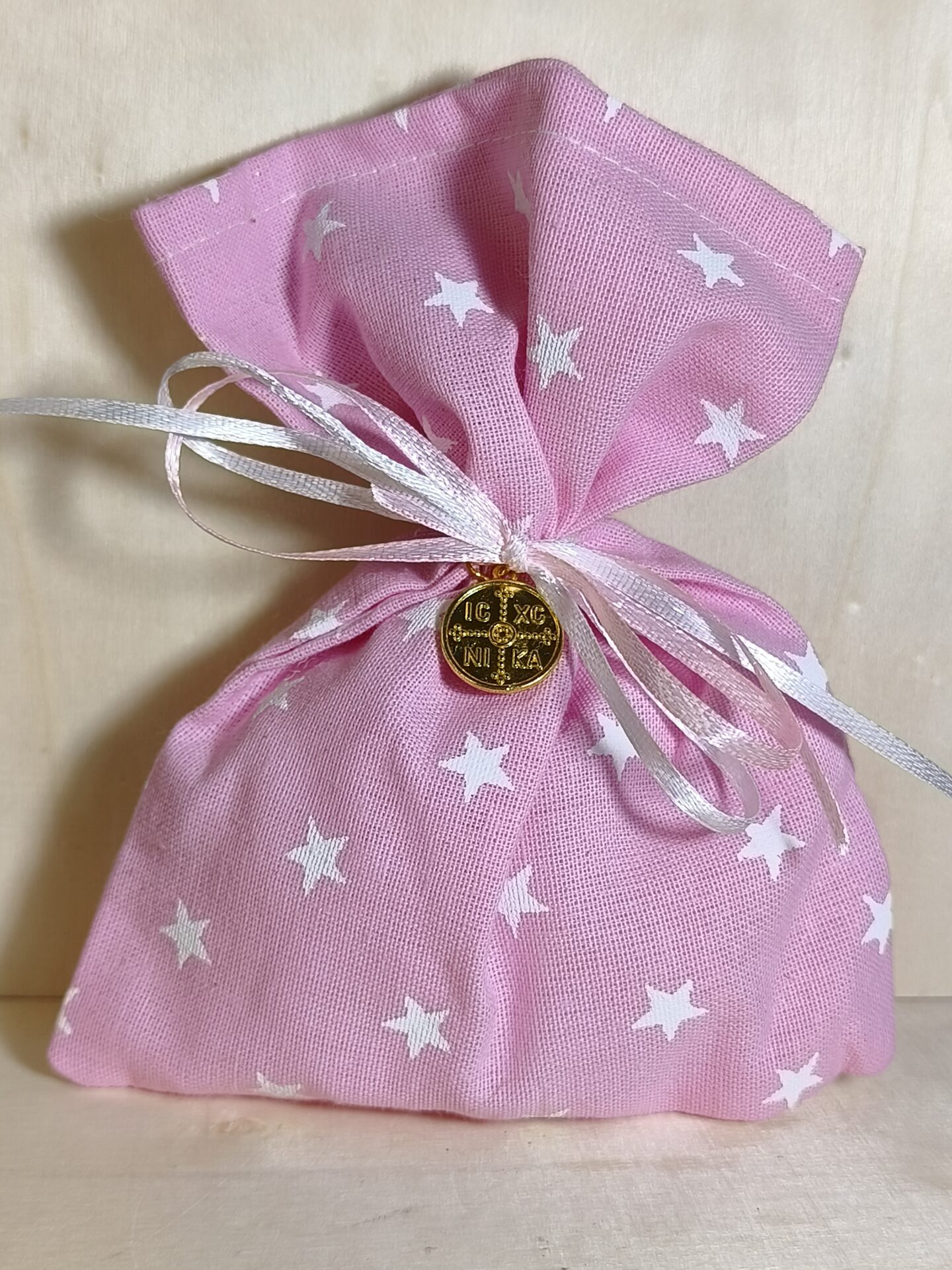 Mπομπονιερα Βαπτισης Πουγκι Αστερια+Κωνσταντινατο