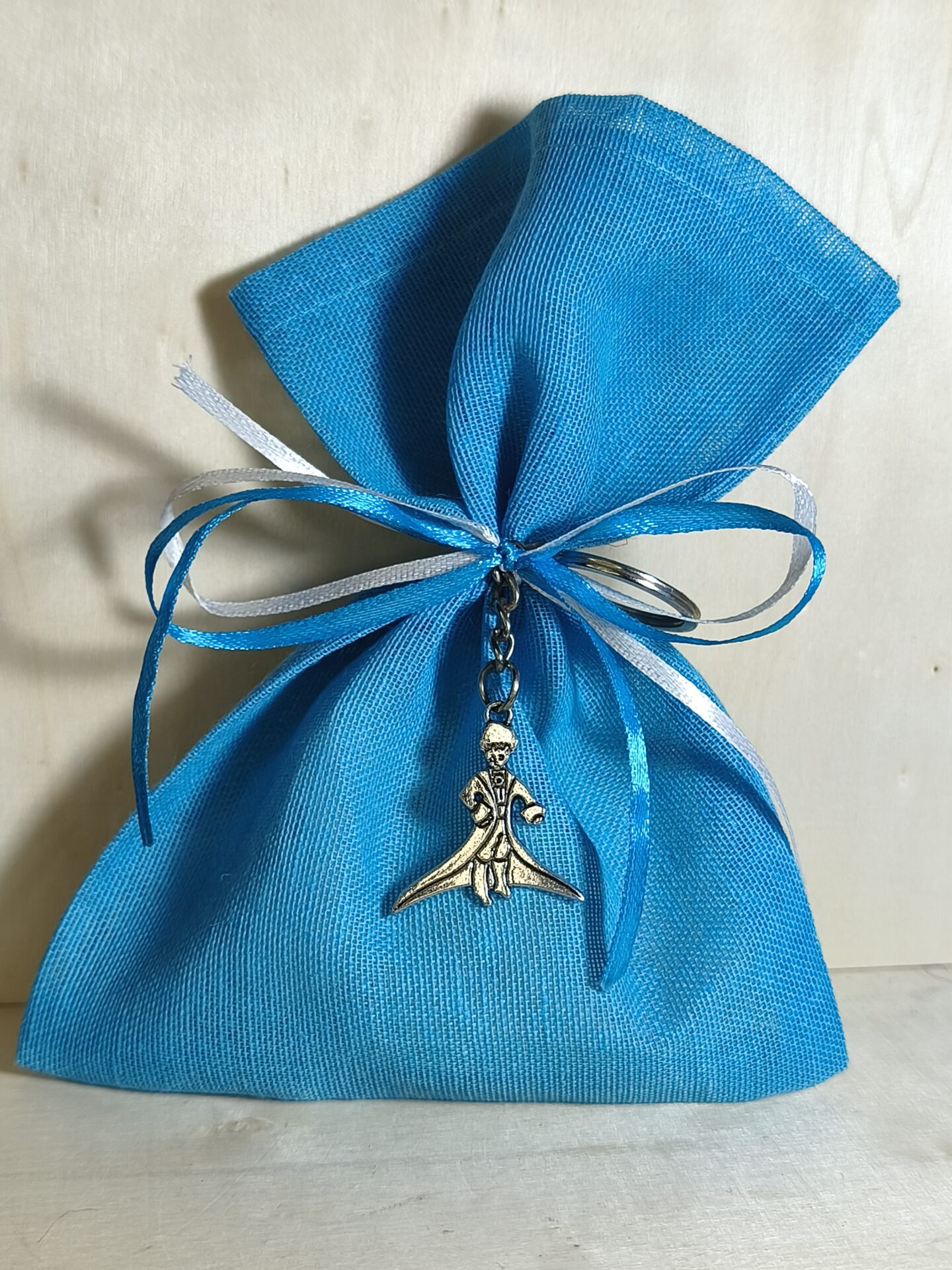 Mπομπονιερα Βαπτισης Πουγκι Γαζα+Μικρος Πριγκιπας Μπρελοκ