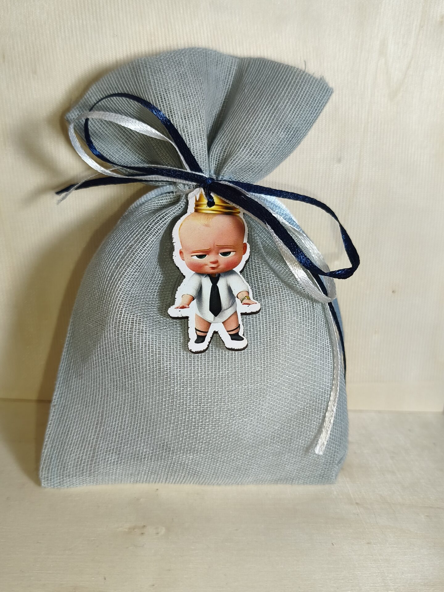 Mπομπονιερα Βαπτισης Πουγκι Γαζα+Baby Boss