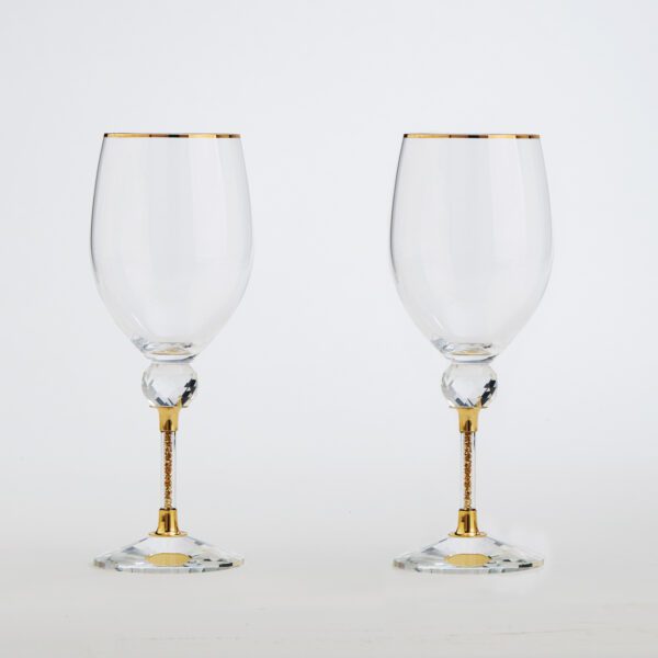 Σετ κρυστάλλινα ποτήρια κρασιού με χρυσό glitter.