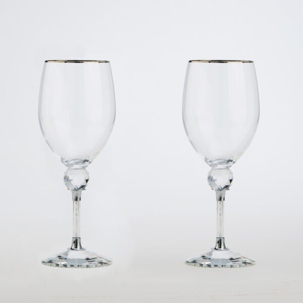 Σετ κρυστάλλινα ποτήρια κρασιού με ασημένιο glitter.