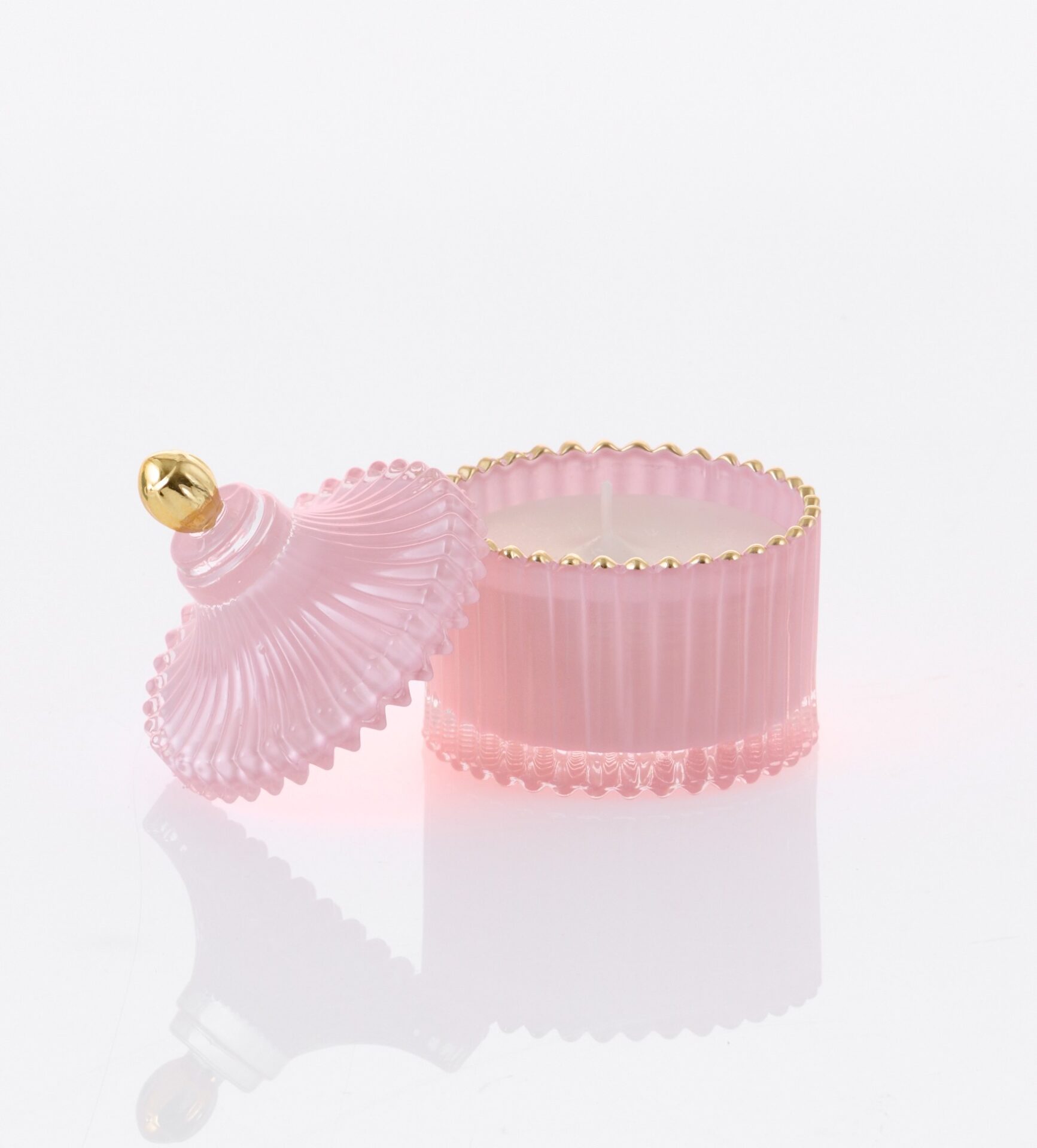 Mπομπονιερα Μπιζουτιερα Αναγλυφη Ροζ Με Χρυση Μπιλια