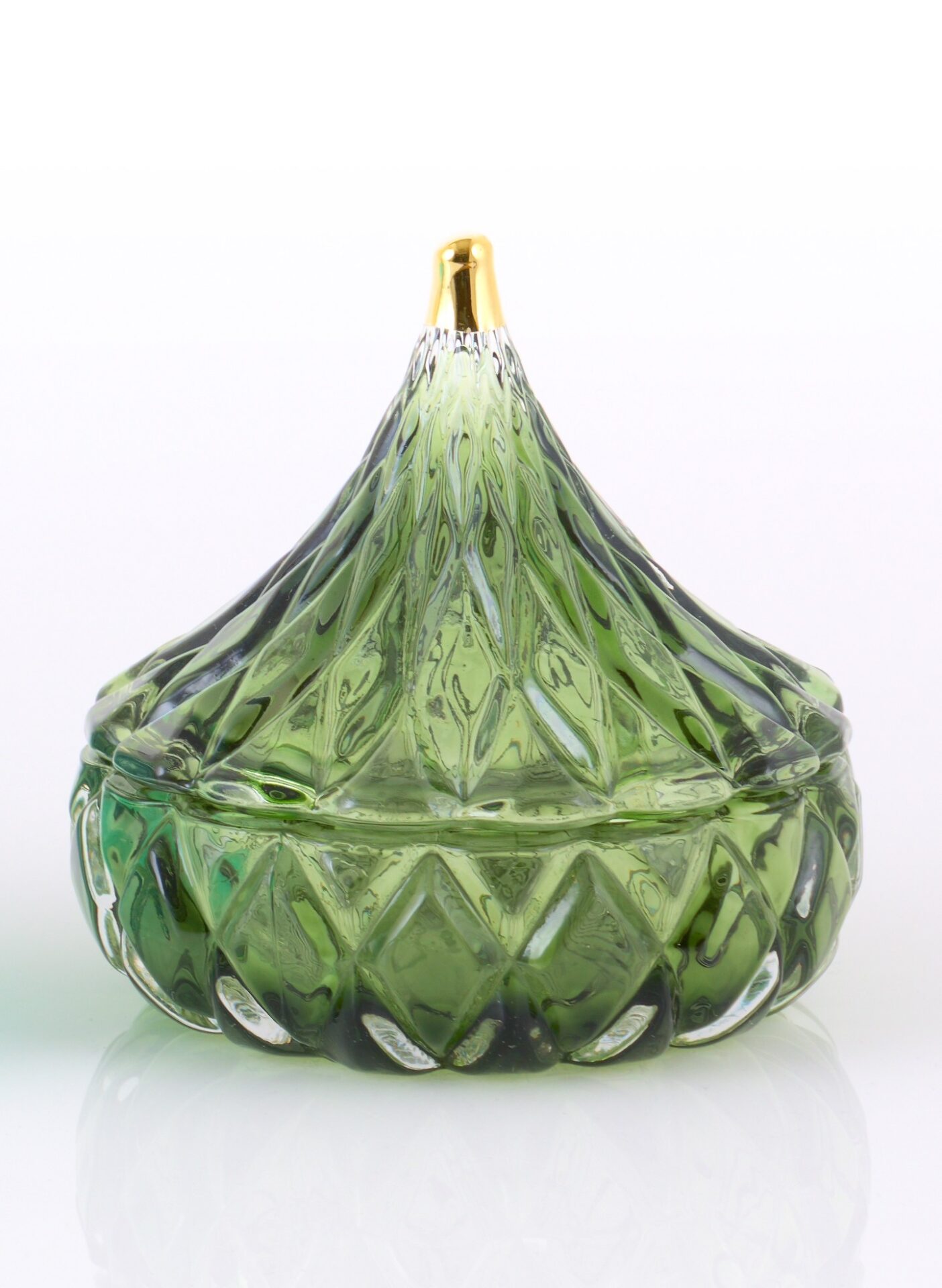 Μπομπονιερα Γυαλινη Μπιζουτιερα Κωνος Πρασινη