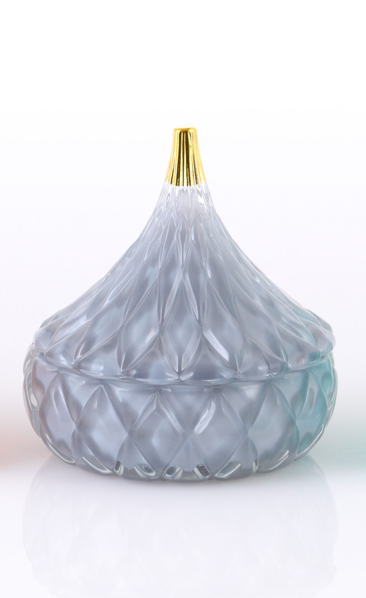 Μπομπονιερα Γυαλινη Μπιζουτιερα Κωνος Γκρι